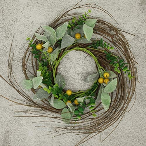 Rustic Country Artificial Lambs Ear Wreath 14 Inch