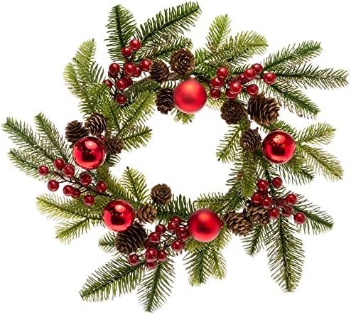 Boston International 16-Inch Christmas Wreath with Red Balls and Berries