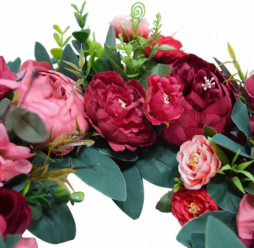 Scannay 16 Inch Purple Peony Silk Wreath Home Decor