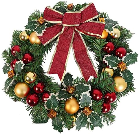Heflashor 17 Inch Christmas Wreath with Bow