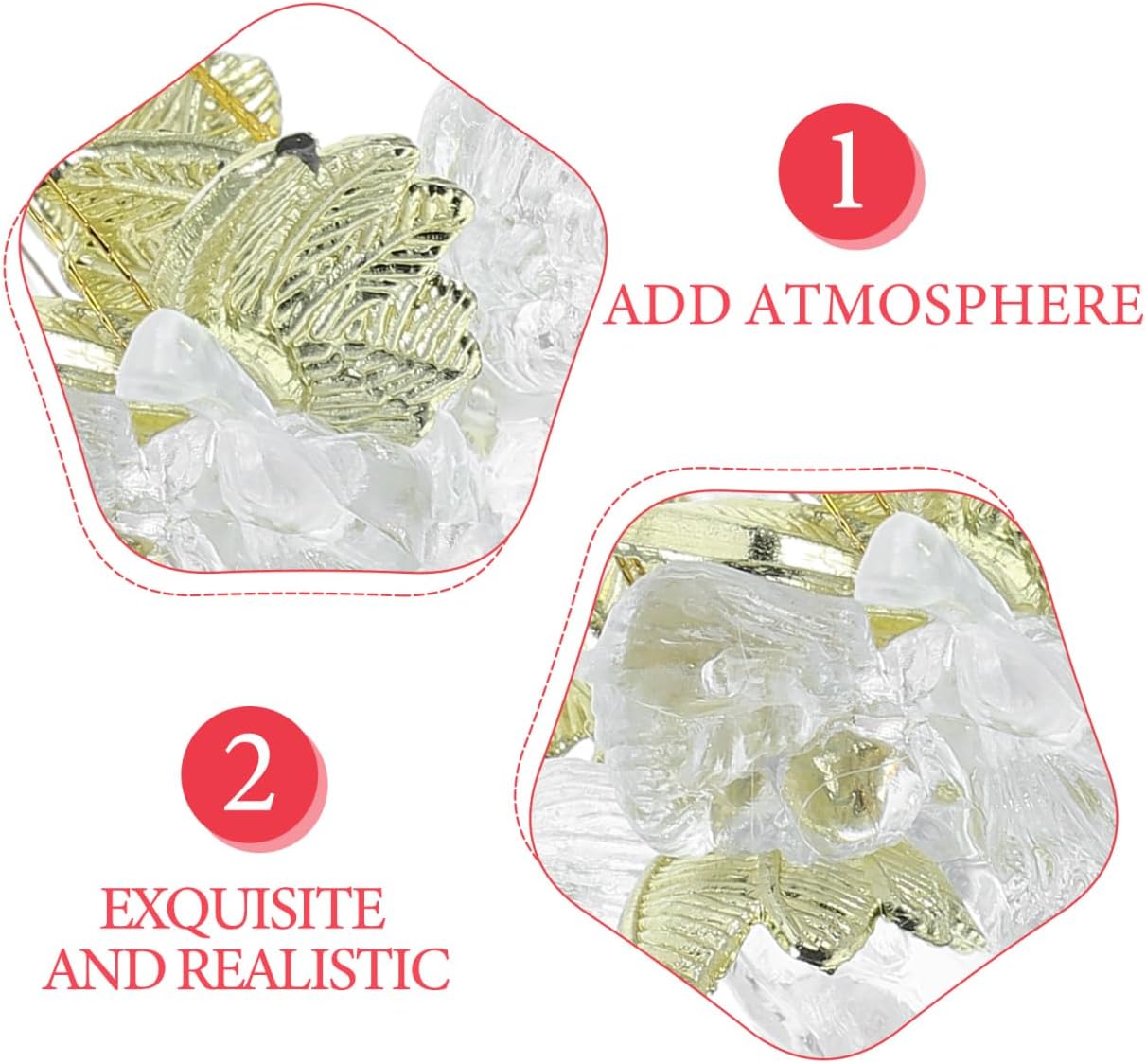 PRETYZOOM 24pcs Crystal Clear Christmas Angel Ornaments with Gold Wings