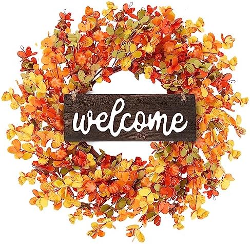 Sggvecsy 20 Inch Autumn Front Door Wreath