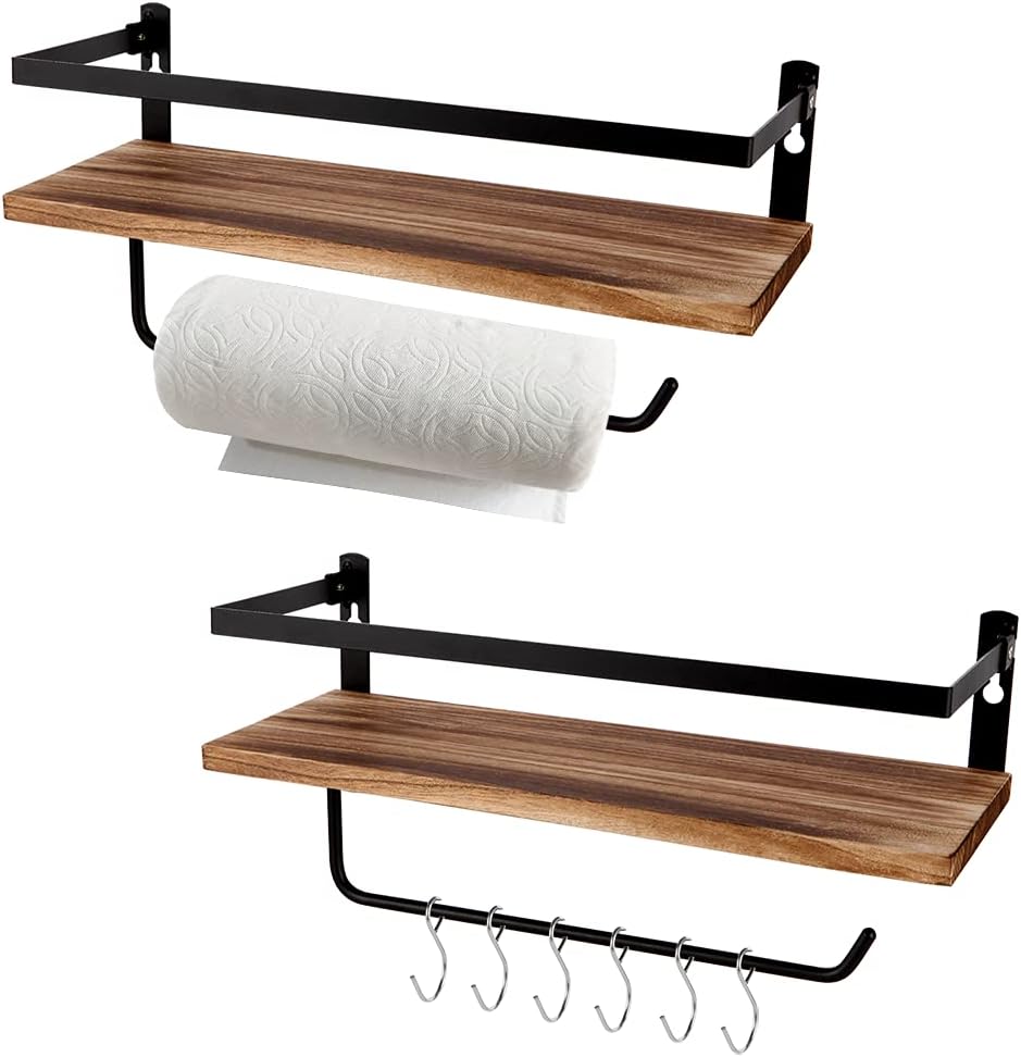 Floating Shelves Set of 2 Carbonized Black Rustic Wood