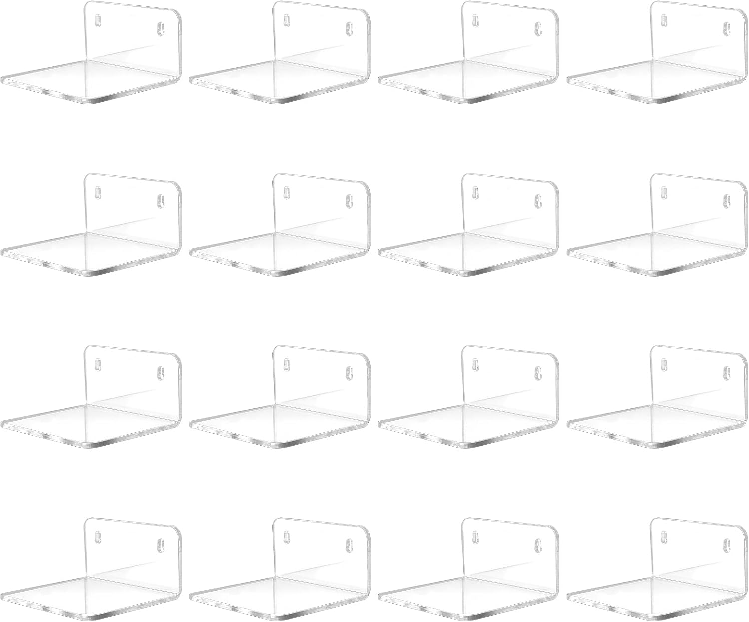 Trailwalk Acrylic Floating Shelf 16 Pack - Clear Modern Wall Storage