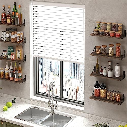 Fixwal Floating Shelves Set of 8 Rustic Wood Wall Shelves