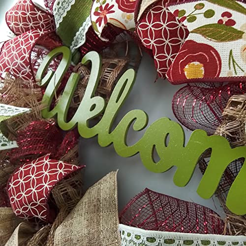 Elegant Burgundy Welcome Wreath for Front Door