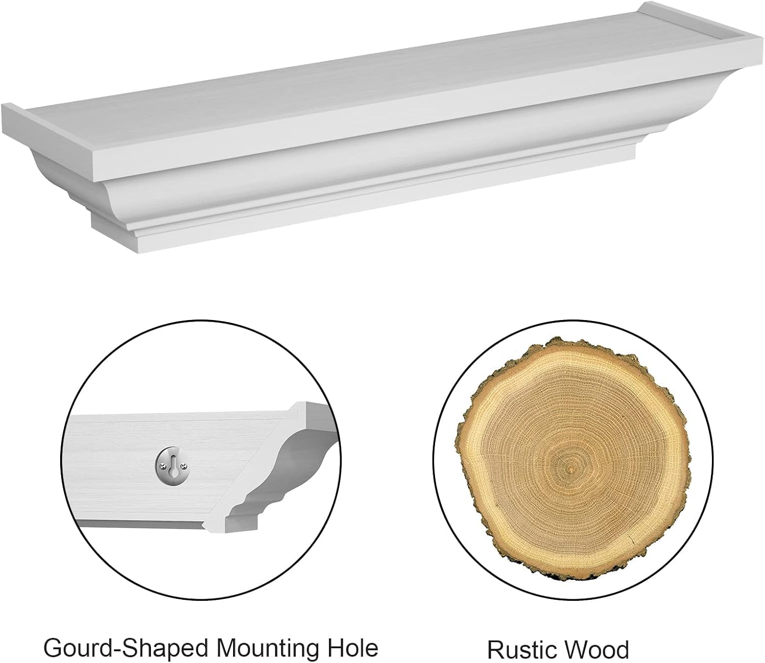 Alsonerbay Floating Shelves - 2 Pack White Rustic Wall Shelves