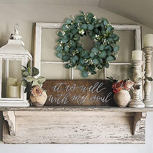 Briful 20 Inch Artificial Eucalyptus Door Wreath