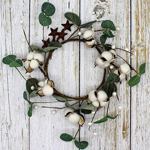 Rustic Pod Wreath with Barn Stars 14 Inch