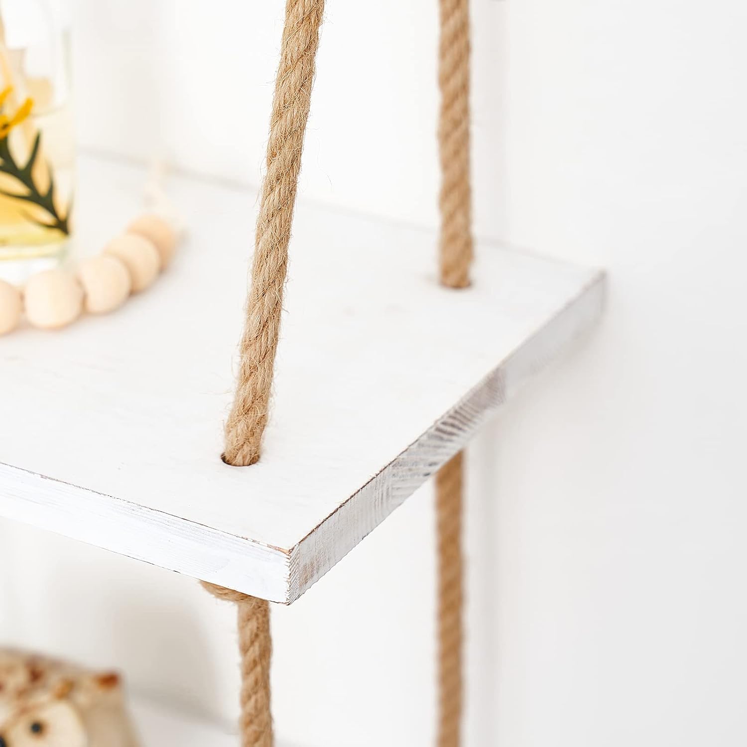 Mkono 3 Tier White Wood Floating Shelf Wall Mount