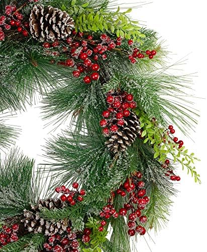 Northlight Iced Red Berries and Mixed Pine Artificial Christmas Wreath 32 Inch