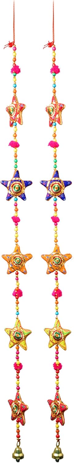 Set of 2 Star String Door Hanging Garlands with Bell
