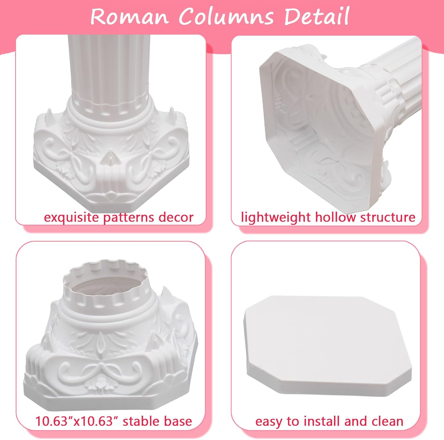 DYRABREST 2 Pack White Roman Column Pedestal Stand