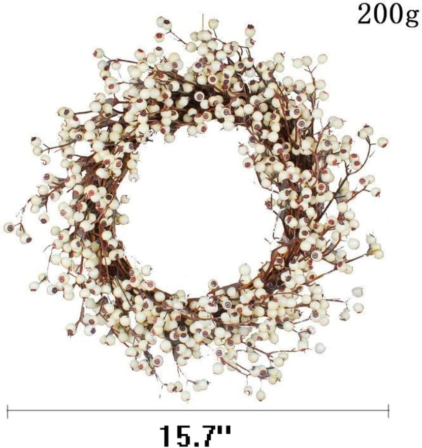 157 Inch Christmas White Berry Wreath Door Hanging