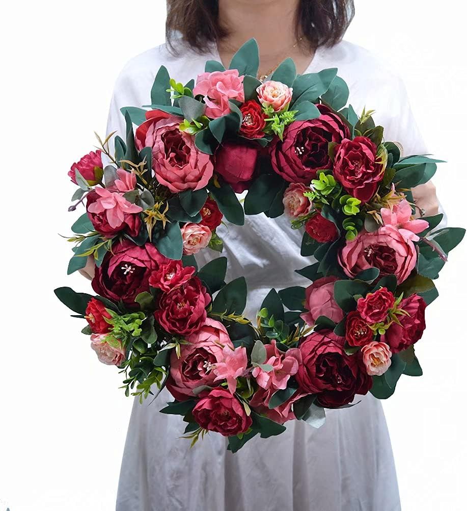 Scannay 16 Inch Purple Peony Silk Wreath Home Decor
