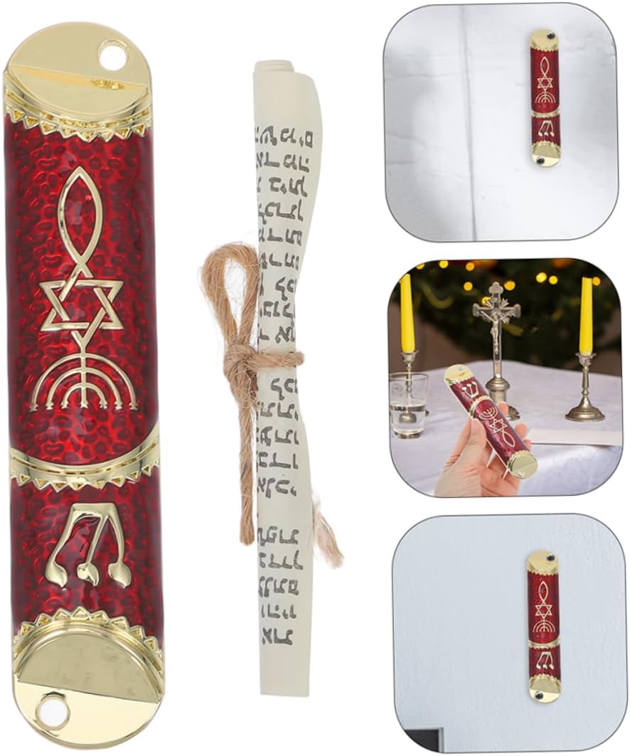 2 Sets Elegant Metal Mezuzah with Scroll for Jewish Home Blessing