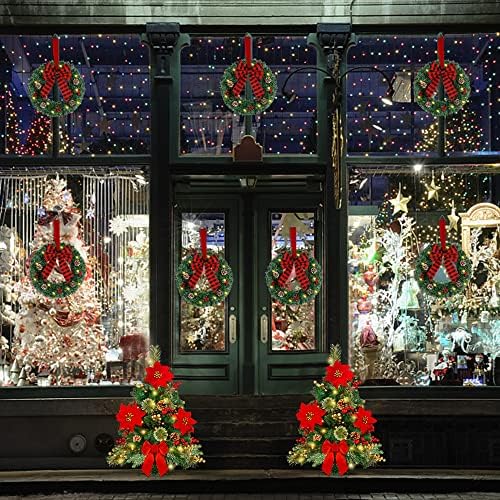 ATDAWN 3 Pack Mini Christmas Wreath with Light