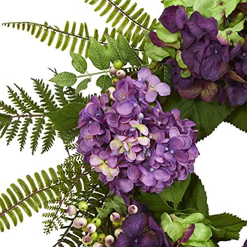 Nearly Natural 24in Artificial Hydrangea Berry Wreath