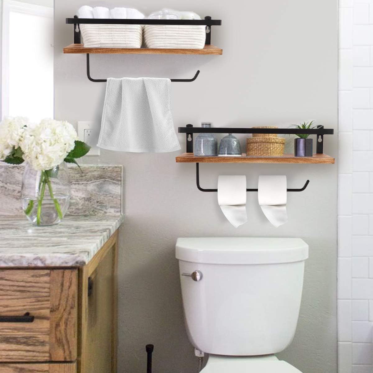 Floating Shelves Set of 2 Carbonized Black Rustic Wood