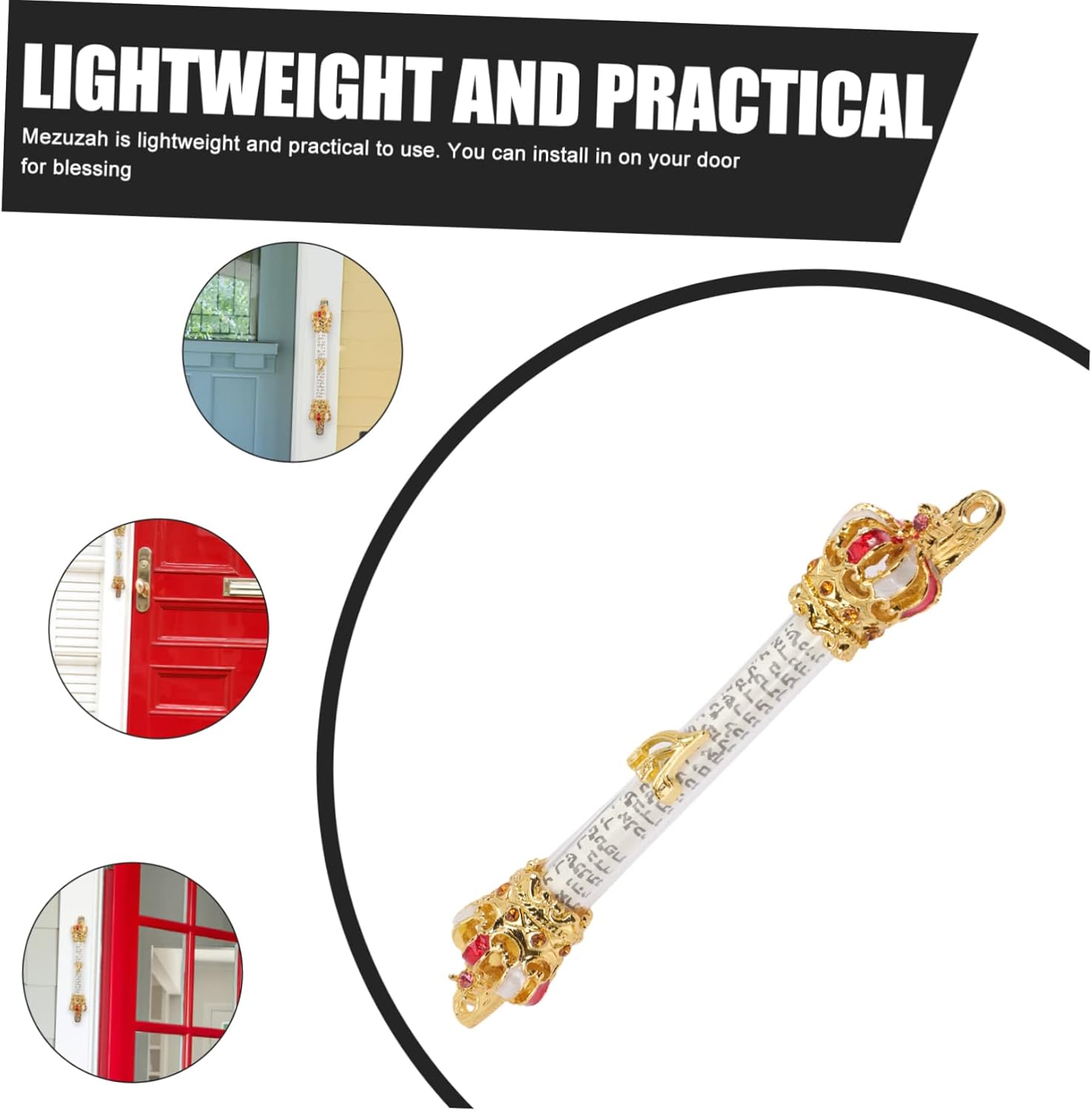 Jerusalem Mezuzah Case with Scroll Red