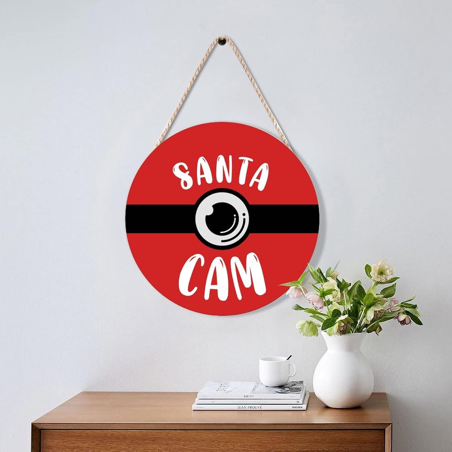 Farmhouse Door Hanger Funny Elf Surveillance Wood Sign 10x10in