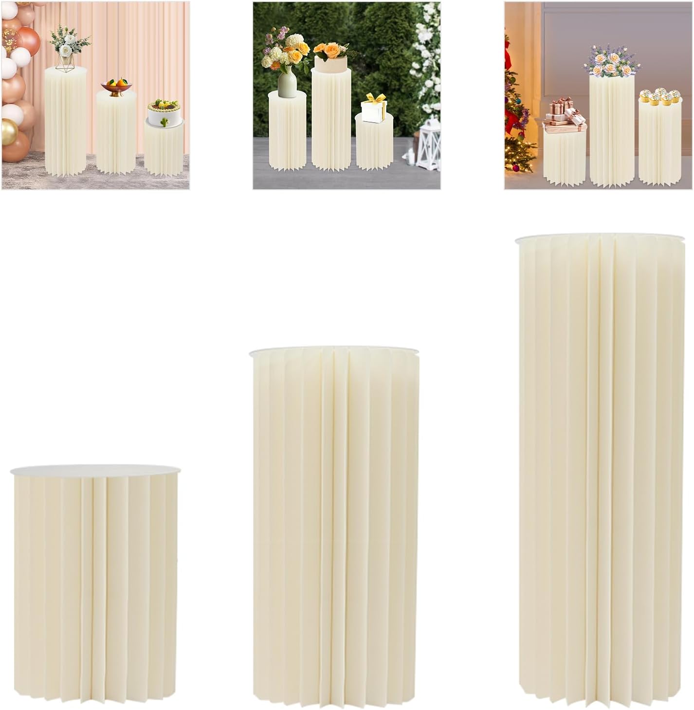YIYIBYUS Cylinder Flowers Stand 3pcs Foldable