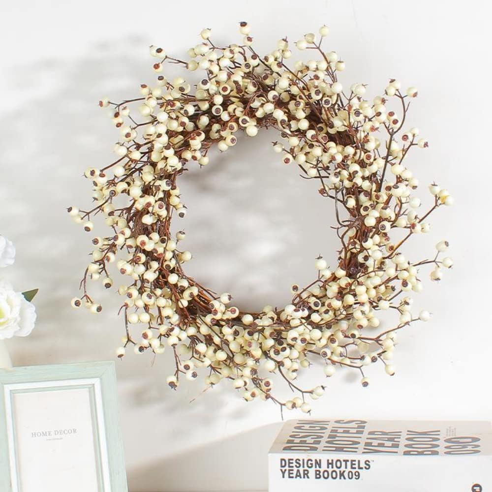 157 Inch Christmas White Berry Wreath Door Hanging