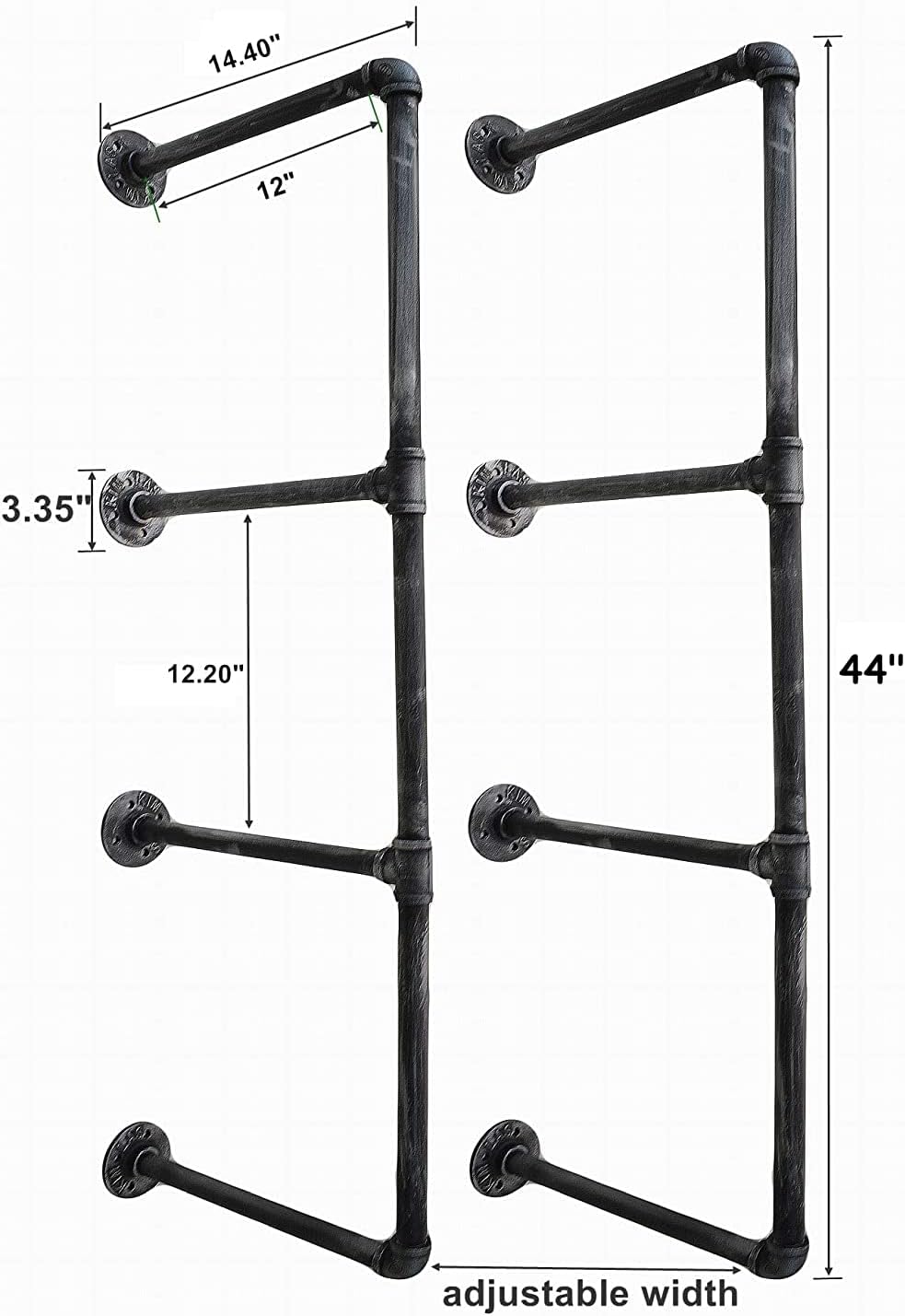 BIXIRAO 4-Tier Industrial Pipe Shelf Brackets