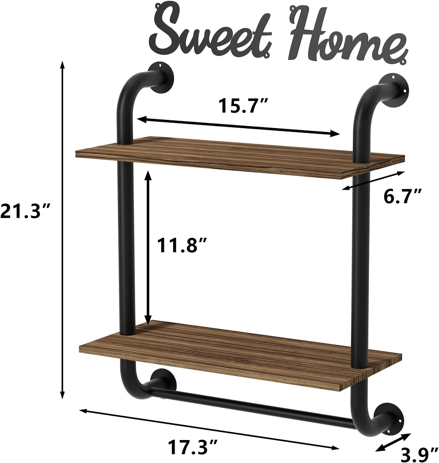 Tinpin 2-Tier Bathroom Floating Shelf Wall Mount 173 Inch