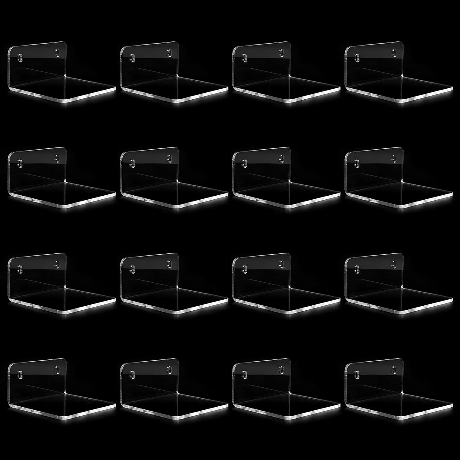 Trailwalk Acrylic Floating Shelf 16 Pack - Clear Modern Wall Storage