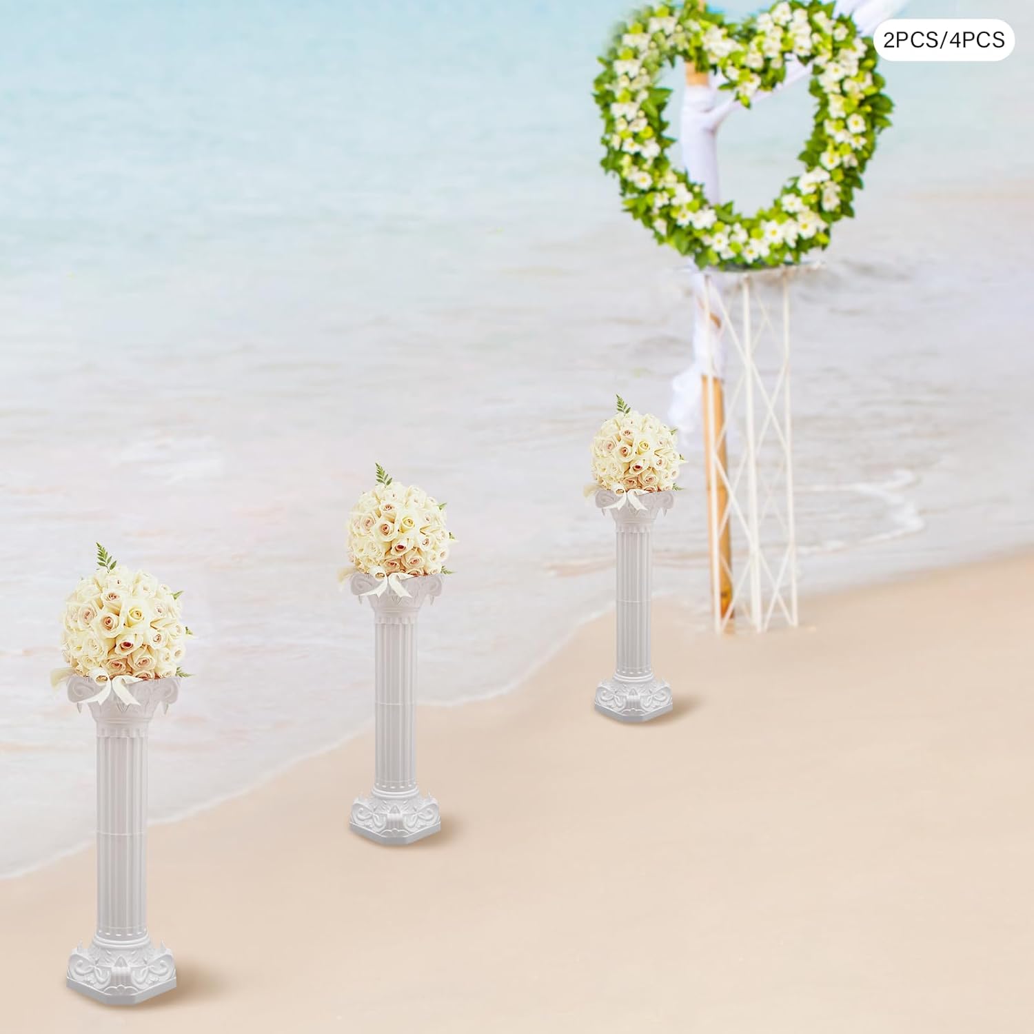 White Wedding Roman Column 2pcs Set