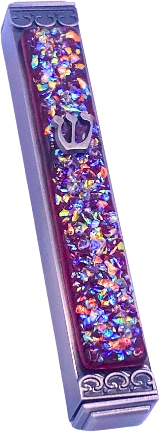 Sparkling Art Glass Mezuzah with Life Guarantee
