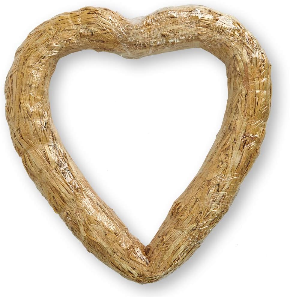 FloraCraft 12 Inch Golden Straw Heart Wreath