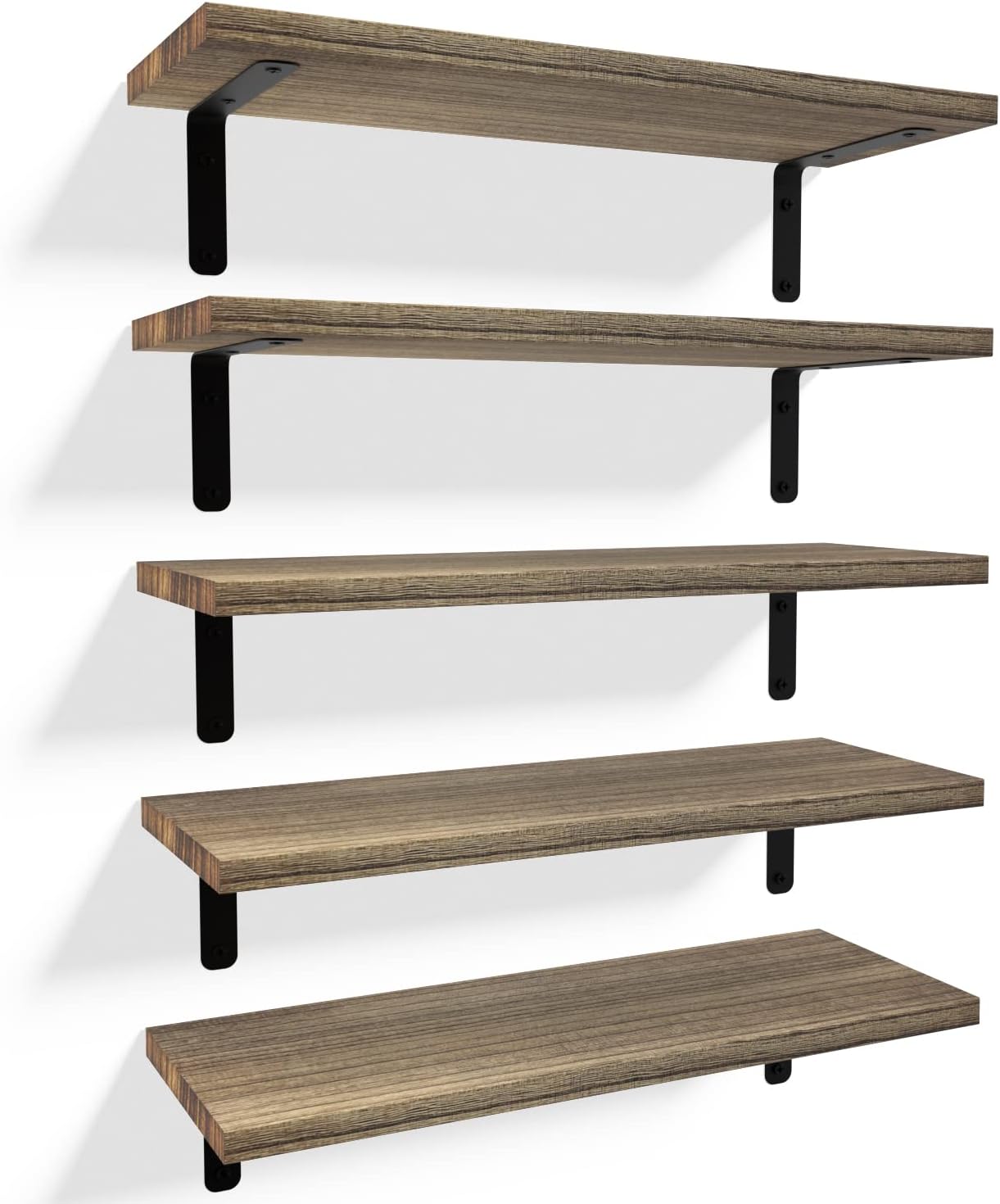 RICHER HOUSE Set of 5 Floating Shelves in Carbonized Black