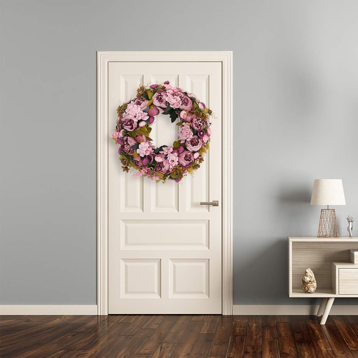 BOMAROLAN 19 Inch Artificial Peony Wreath