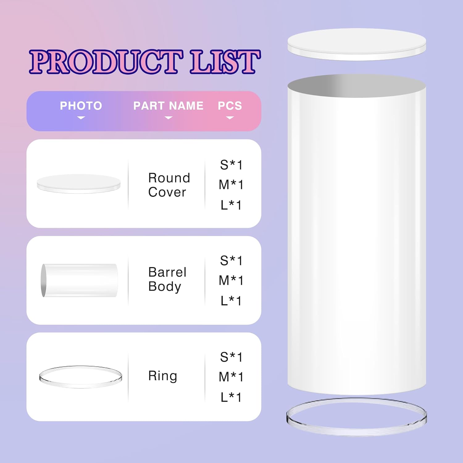 White Cylinder Stands for Party 3Pcs Round Pedestal Stand for Events