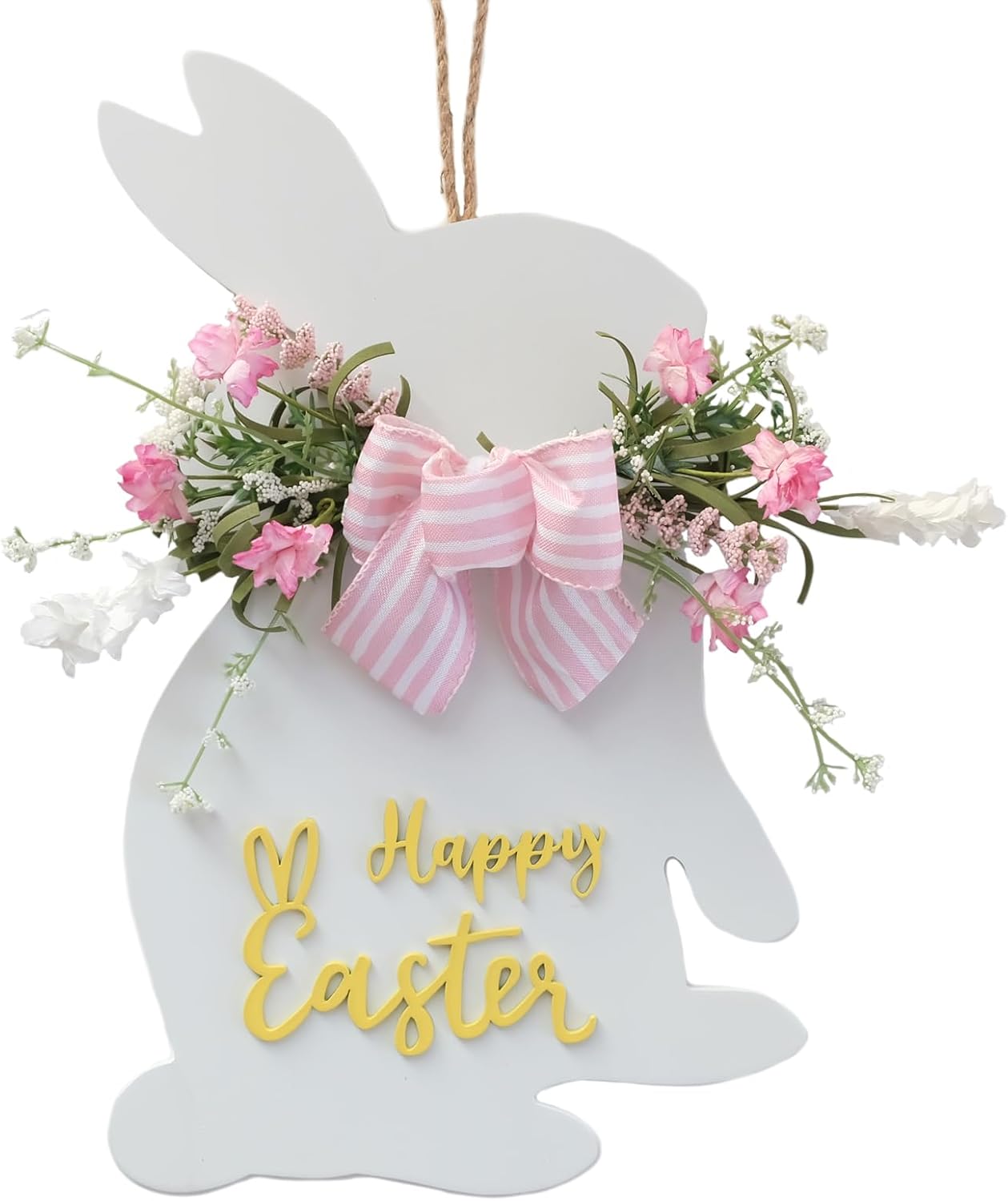 Idyllic White Easter Bunny Wreath Front Door Decor