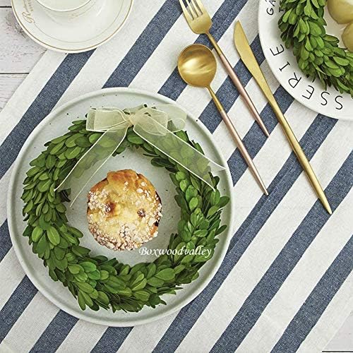 10 Mini Boxwood Wreath with Green Silk Ribbon for Home