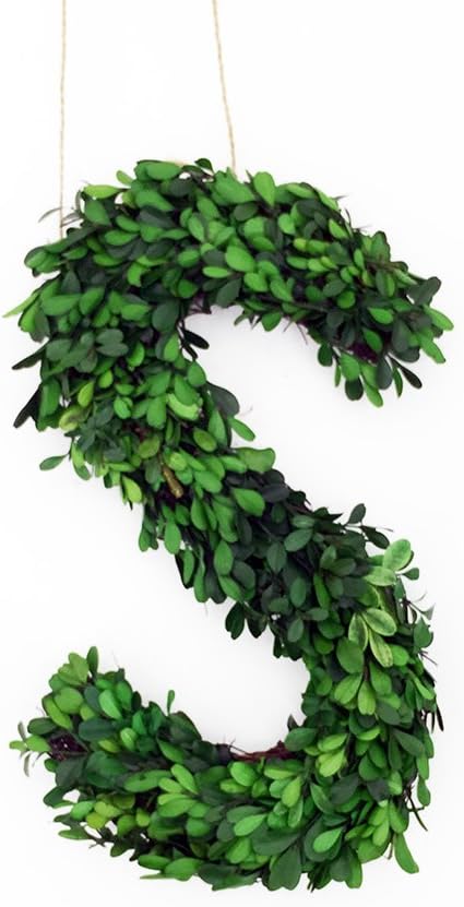 12 Inch Real Preserved Boxwood Monogram Wreath Letters
