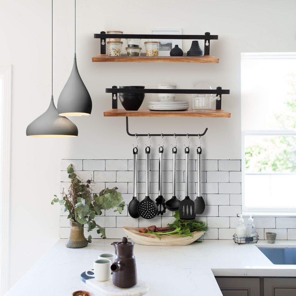 Floating Shelves Set of 2 Carbonized Black Rustic Wood