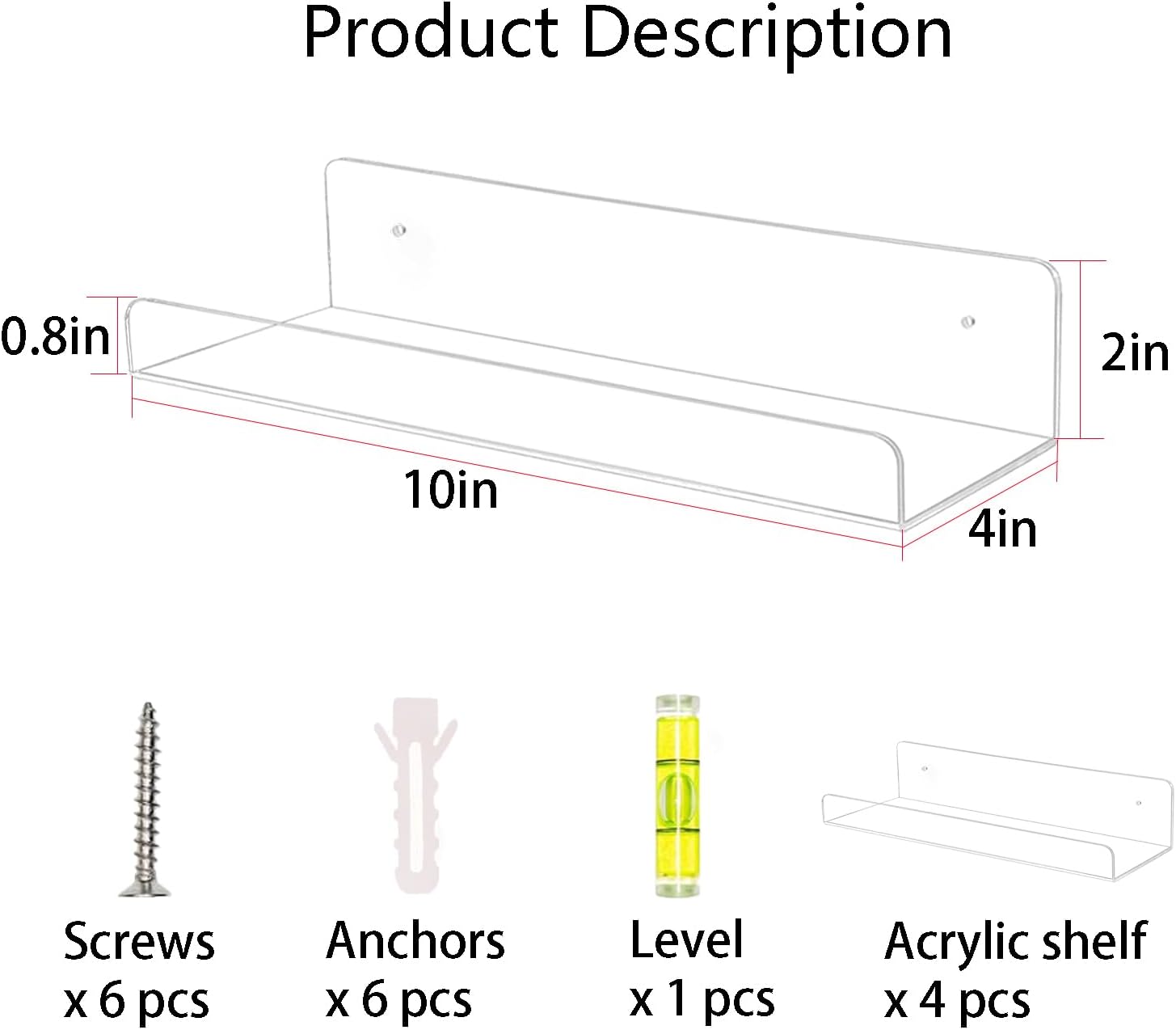 TONICE 4 Pack Floating Wall Shelves for Room Storage
