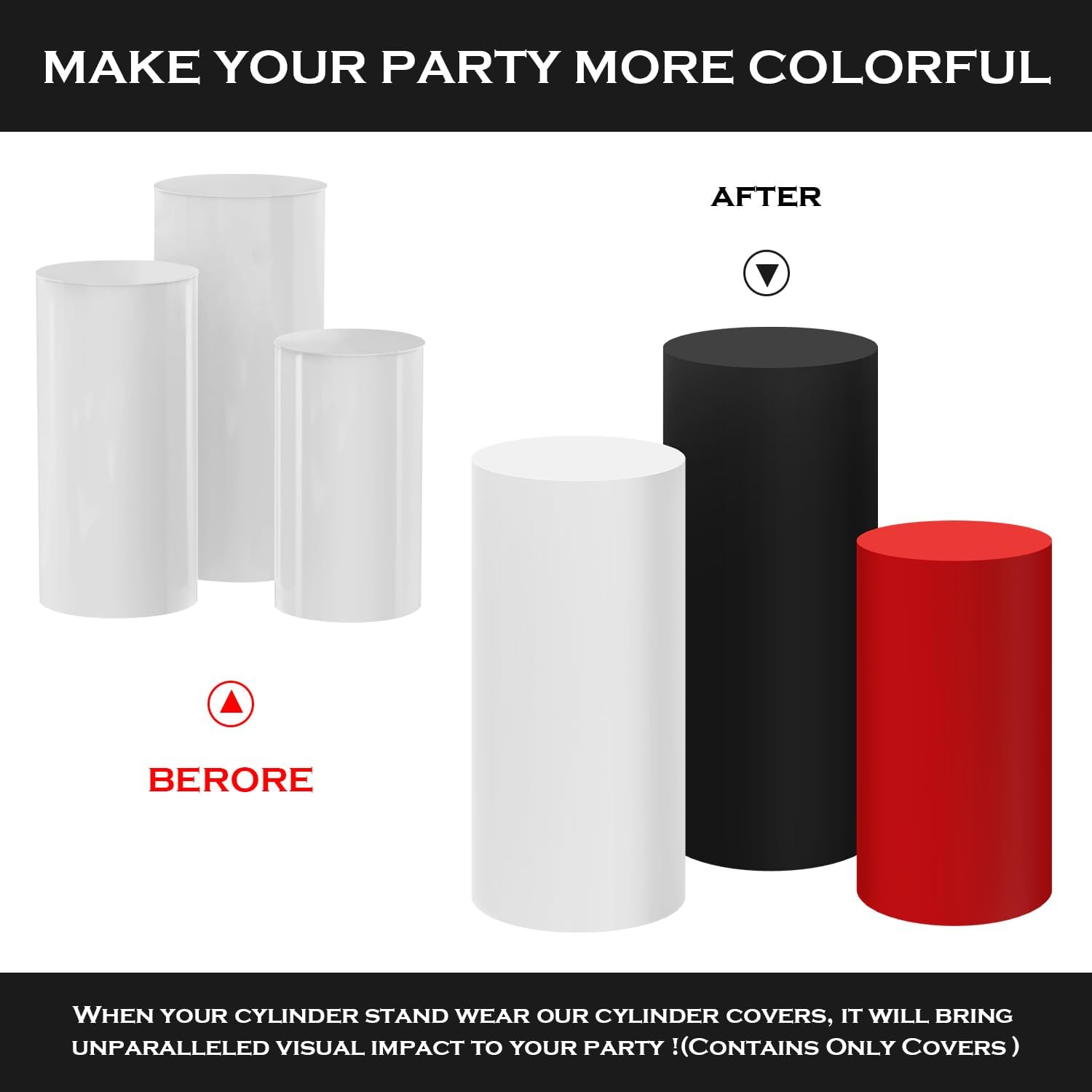 SaitiMade 3pcs Cylinder Stand Covers Set