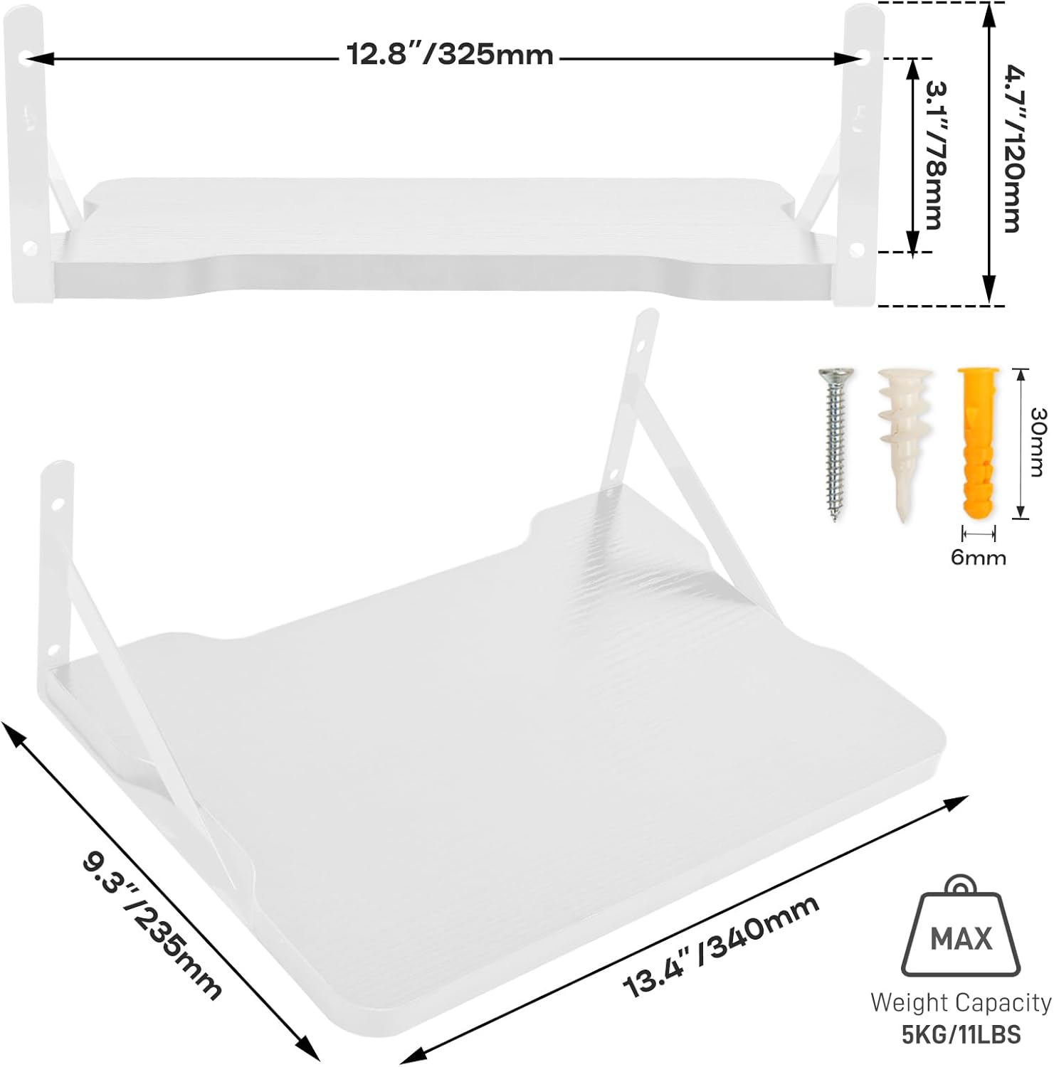 White Small Mini Projector Shelf Floating Mount