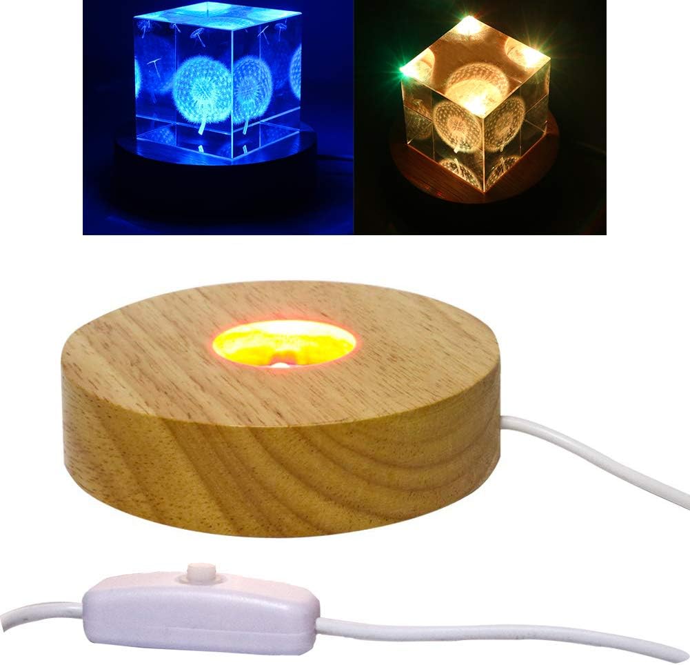 Colorful LED Crystal Display Stand with USB Cable