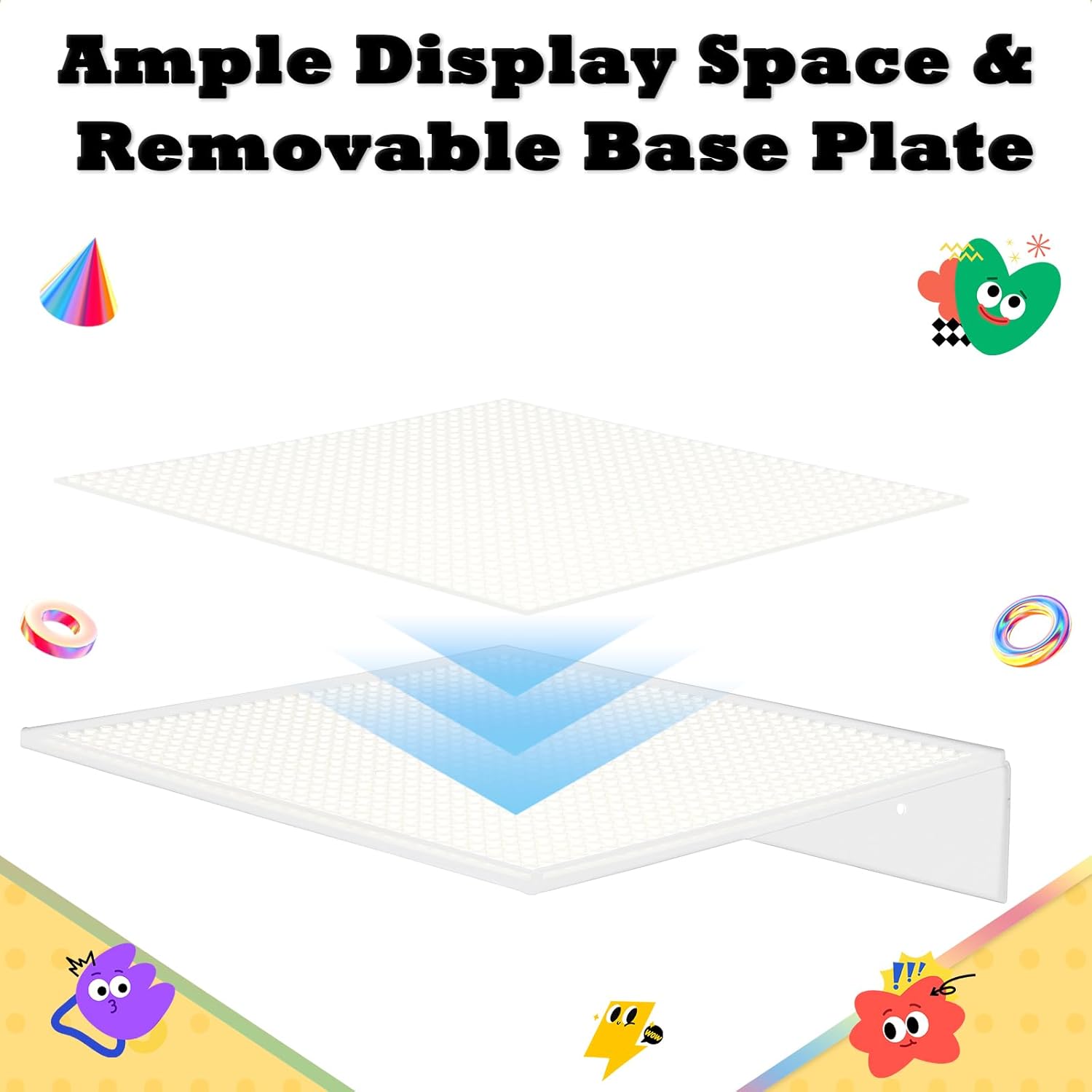 2 Pack Floating Shelves for Lego and Toy Blocks
