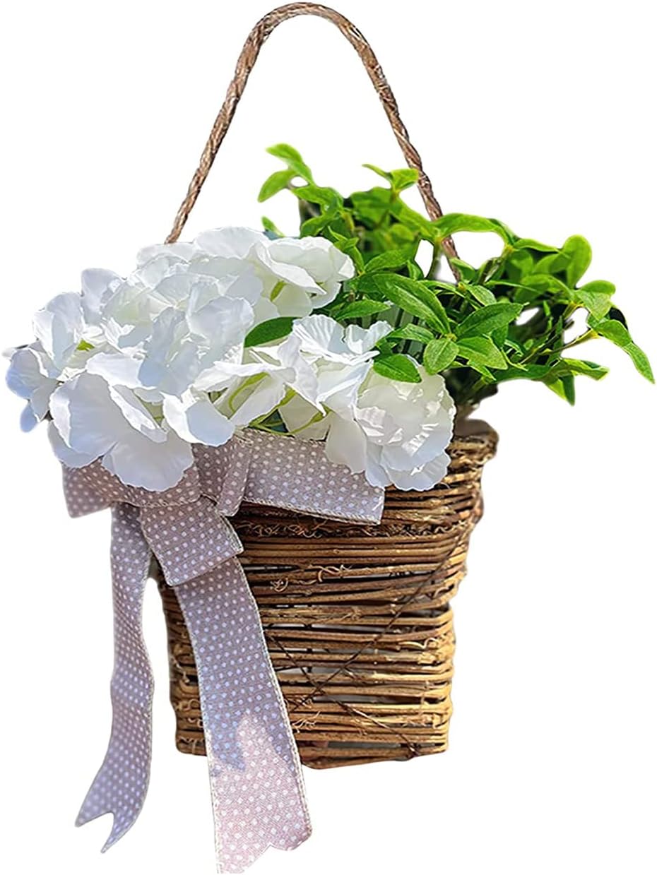 Cream Hydrangea Door Wreath Basket Hanger 1