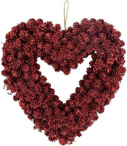 Northlight Red Wooden Heart Shaped Wreath - 14 Inch