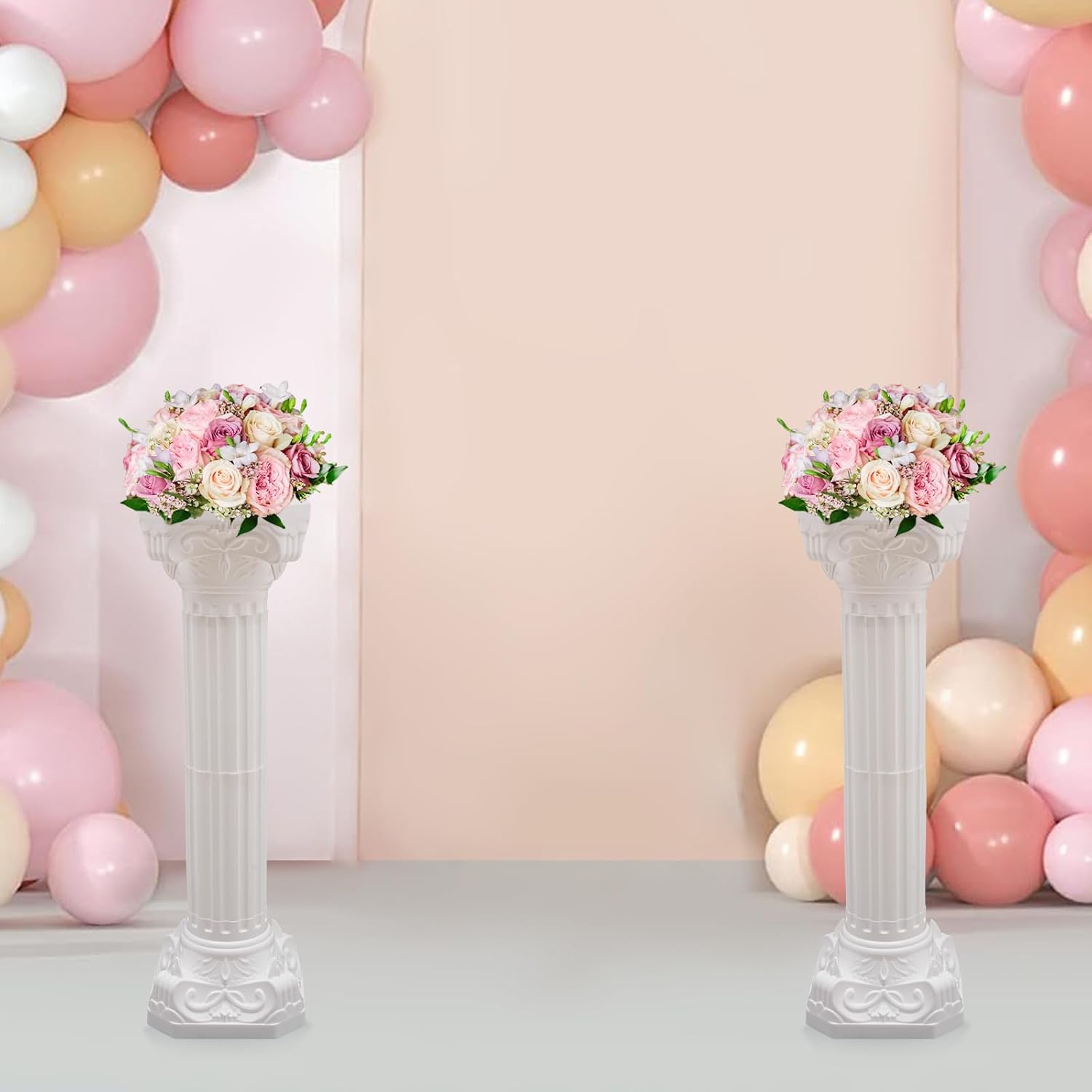 2 Pieces Roman Columns with Bases for Wedding Events
