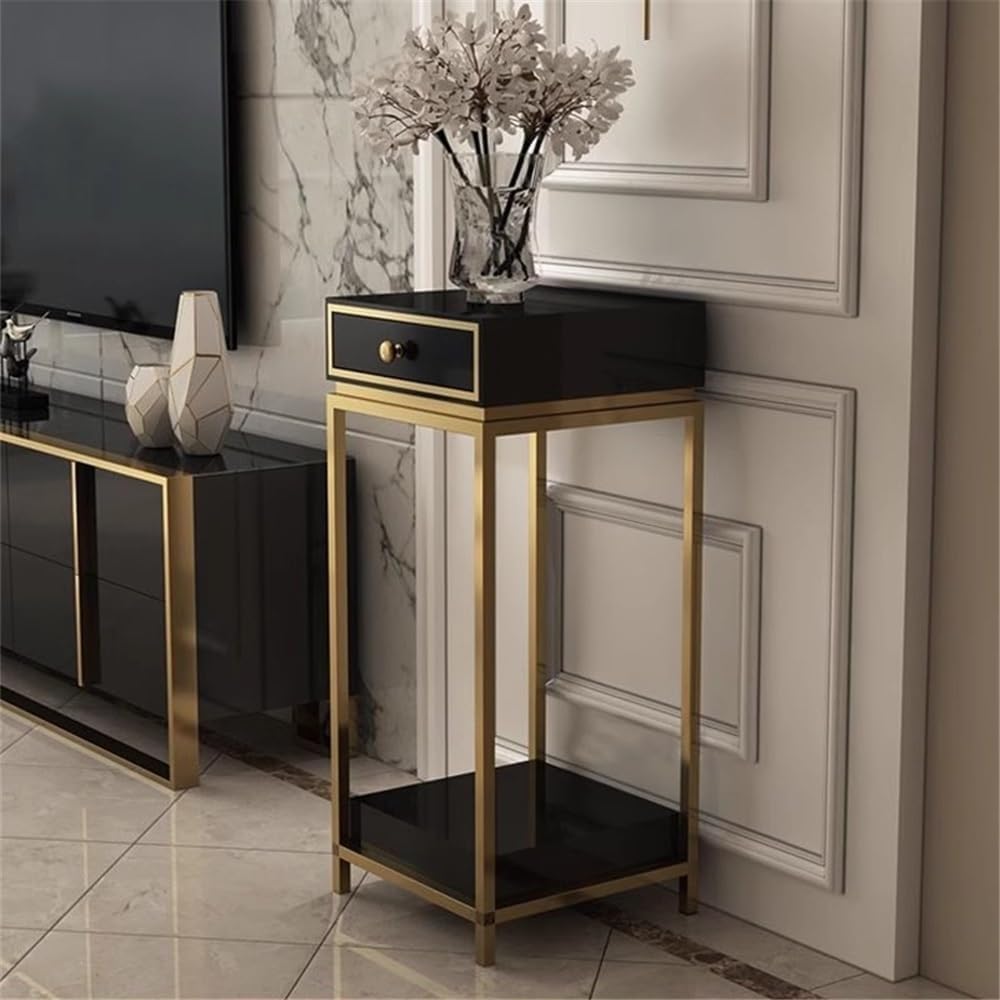 Modern Stainless Steel Bonsai Base Pedestal Stand with Drawer