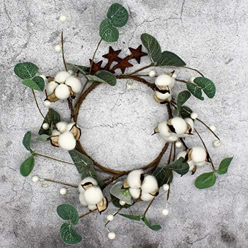 Rustic Pod Wreath with Barn Stars 14 Inch